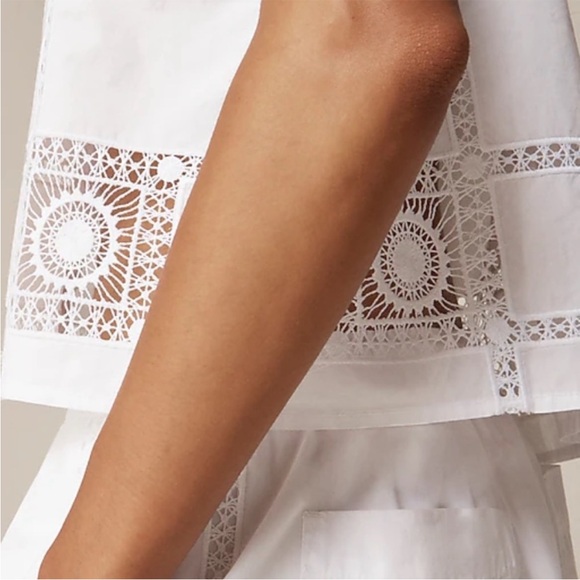 J Crew Top 2 Gamine Eyelet Trim Shirt White - Picture 3 of 9